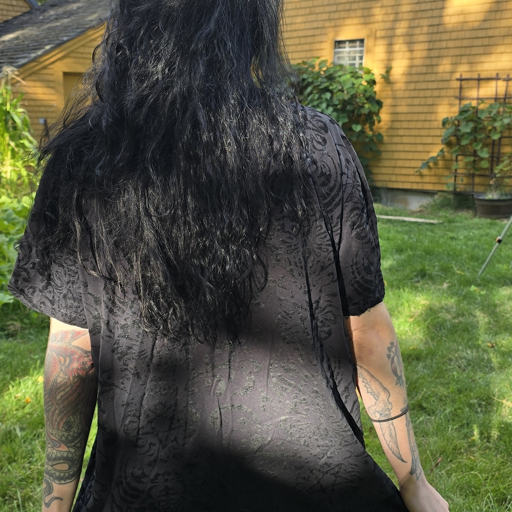Killstar Velvet Black Pentagram Patterned T-Shirt - Picture 2 of 2
